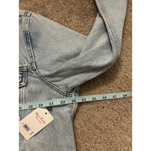 NWT $109 Lucky Brand Womens XL Trucker Jean Jacket 100% Cotton Light Blue Denim - Picture 6 of 9